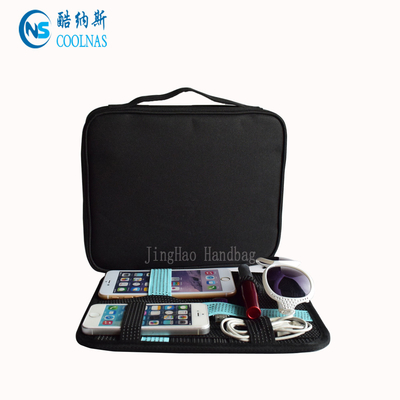 ODM/OEM ελαστική τσάντα διοργανωτών καλωδίων ταξιδιού διοργανωτών συσκευών GRID σχεδίου