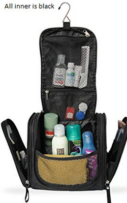 Μαύρος διοργανωτής Makeup ταξιδιού, κρεμώντας καλλυντική τσάντα ταξιδιού με τις πολυ τσέπες